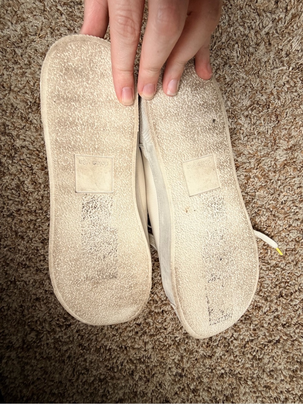 Dolce Vita White Leather Sneakers with Yellow Accent and Leopard Toe - Picture 6 of 6